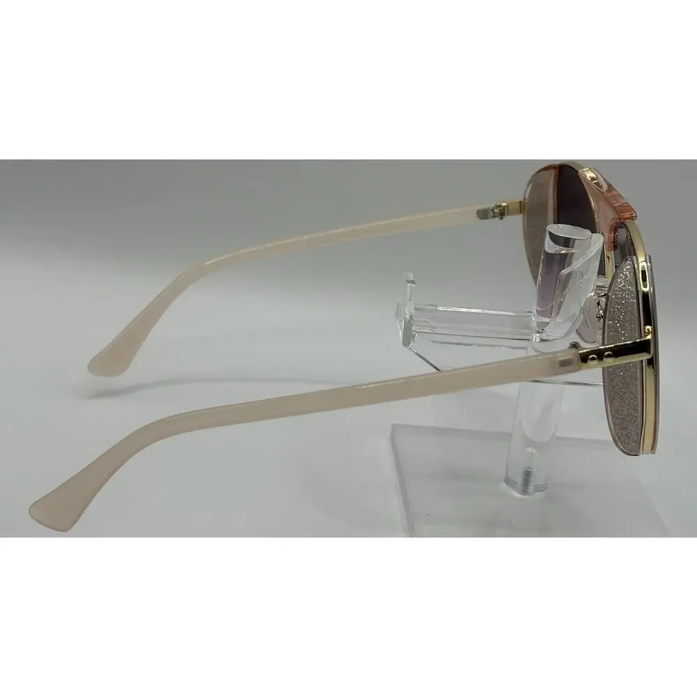 ShadeShaks SK10592 Sunglasses Pink Gold Glitter Aviator UV400 Gradient Lens